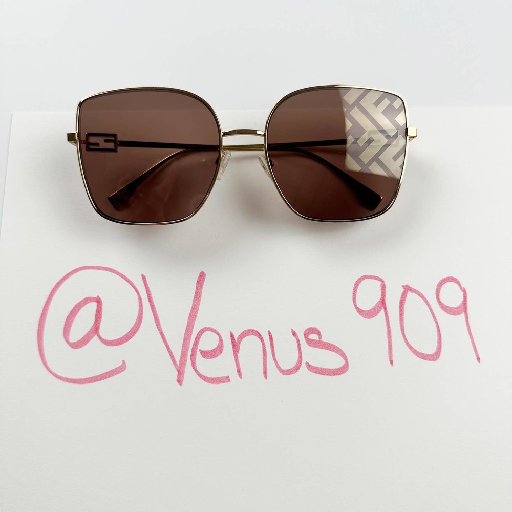 Fendi Butterfly Sunglasses FE40013U-5930G Gold Frame Brown Lens FF Baguette logo